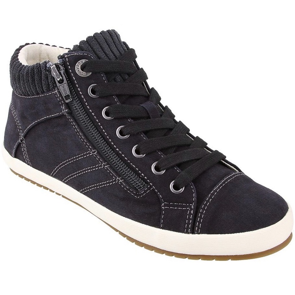 Taos Start Up Canvas Black High-Top Sneakers with Side Zipper